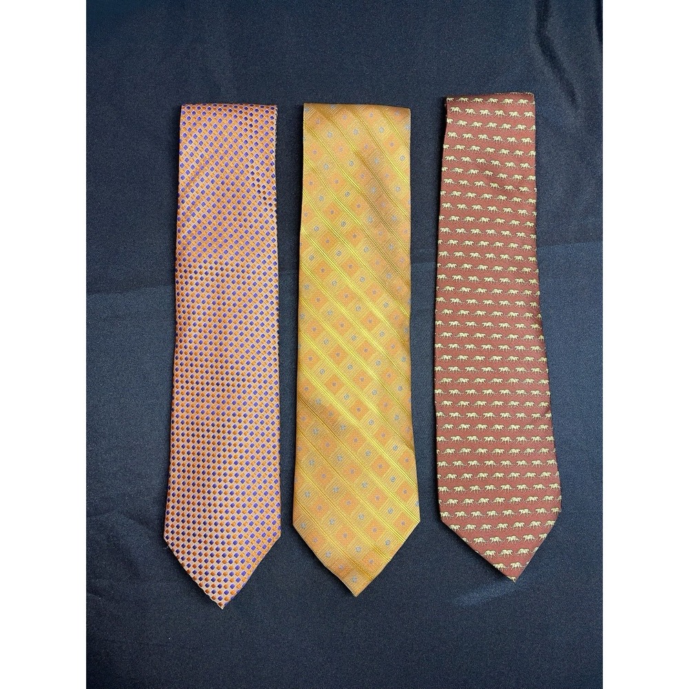 VTG Men's Silk Tie Lot 3 Galli Milano Italy Daniel De Fasson Jos A Bank Cheetah